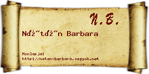 Nátán Barbara névjegykártya
